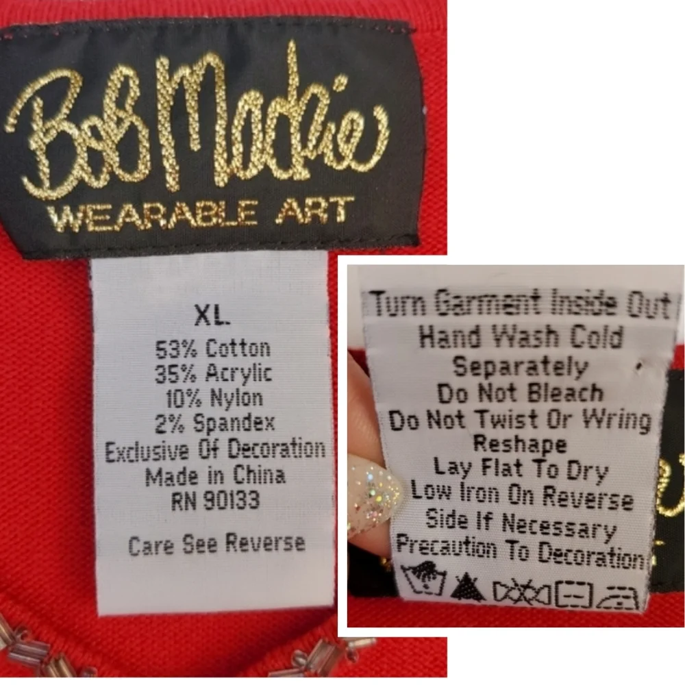 Bob Mackie Vintage Wearable Art Sequined Cut Out Sweater XL - Picture 11 of 15